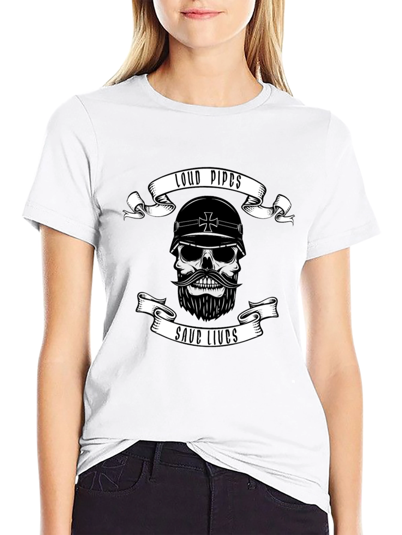Loud Pipes Save Lives Skull T-Shirt
