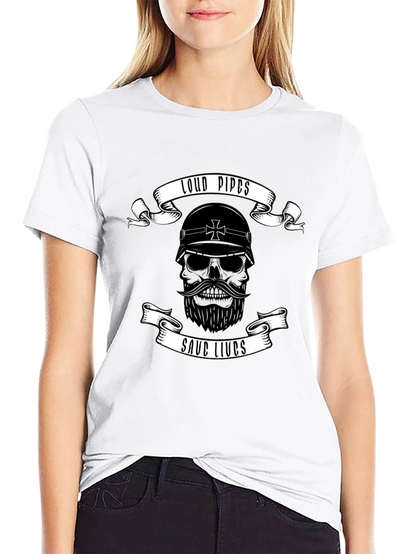 Loud Pipes Save Lives Skull T-Shirt