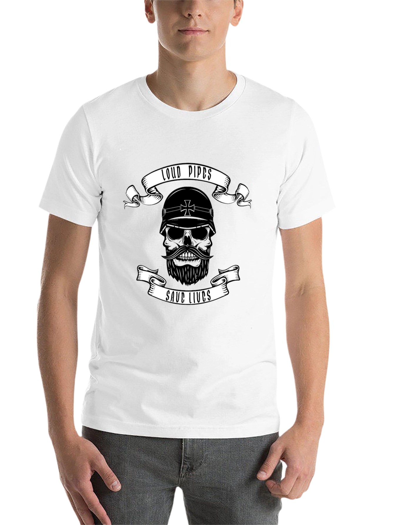 Loud Pipes Save Lives Skull T-Shirt