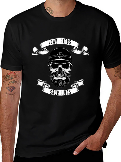 Loud Pipes Save Lives Skull T-Shirt