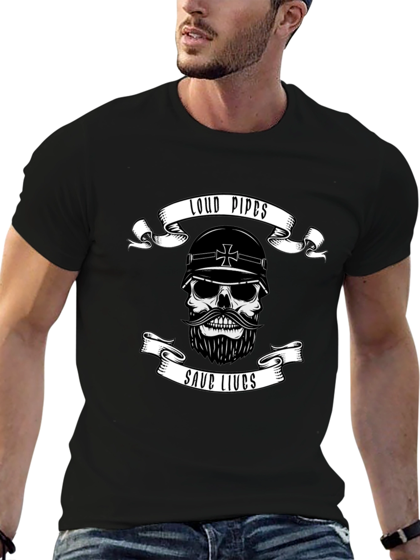Loud Pipes Save Lives Skull T-Shirt