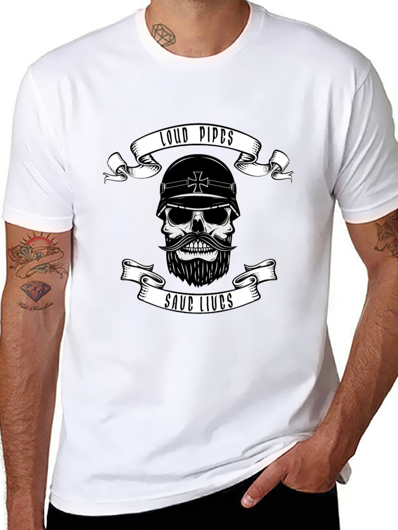 Loud Pipes Save Lives Skull T-Shirt