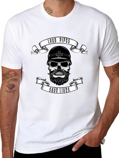 Loud Pipes Save Lives Skull T-Shirt