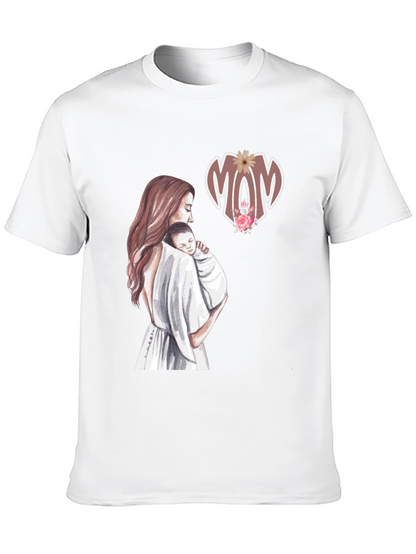 Mom & Baby Graphic Tee - Black Cotton Blend