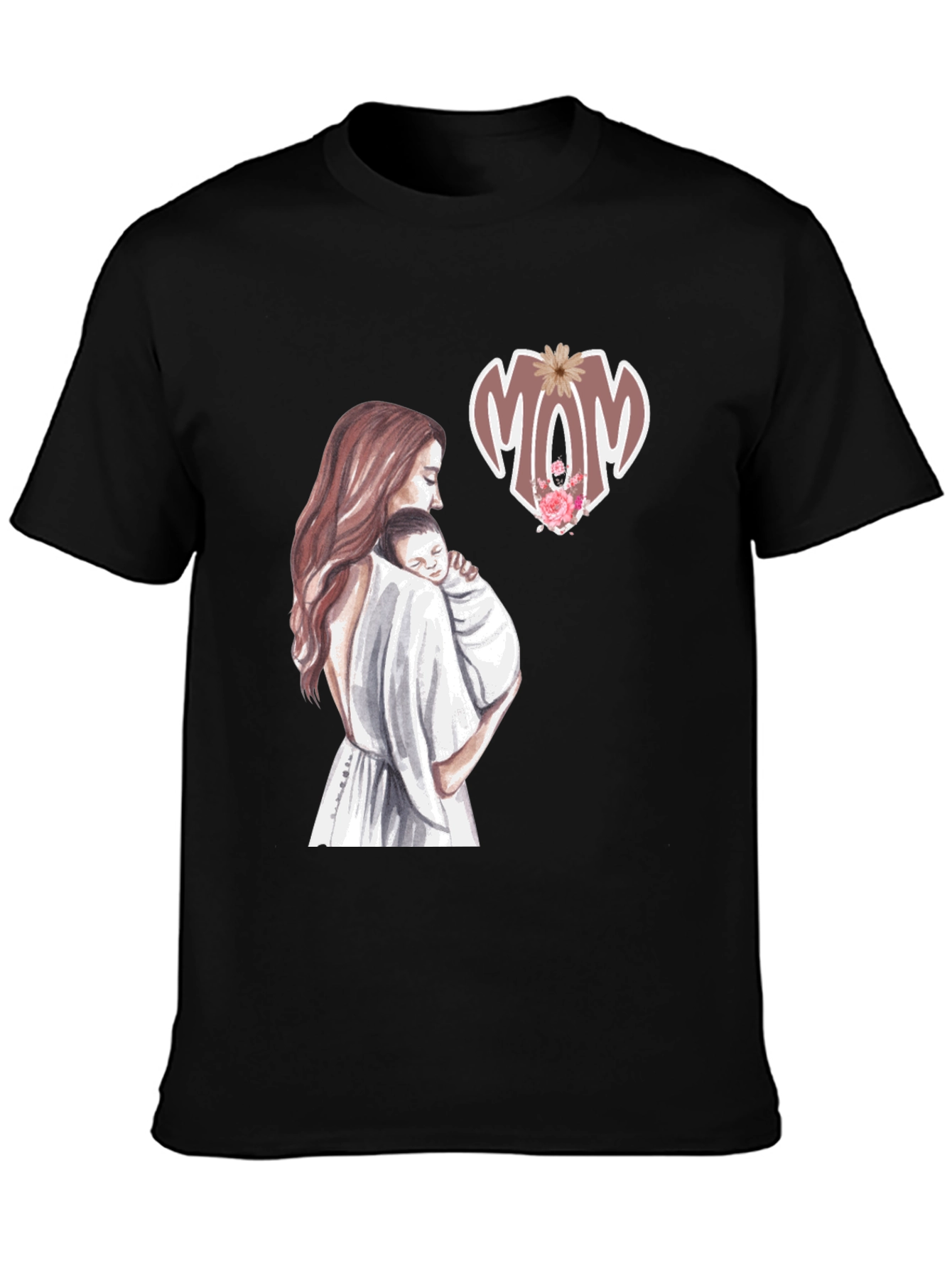 Mom & Baby Graphic Tee - Black Cotton Blend