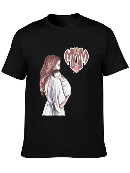 Mom & Baby Graphic Tee - Black Cotton Blend