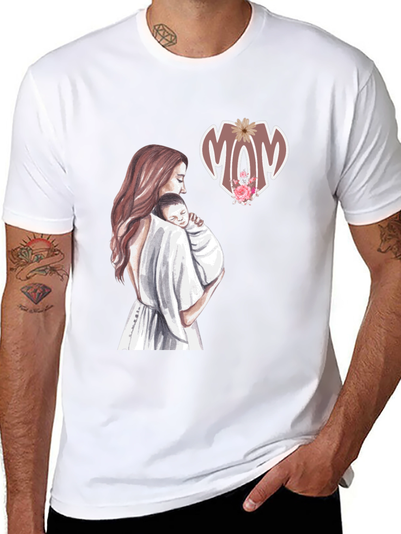 Mom & Baby Graphic Tee - Black Cotton Blend
