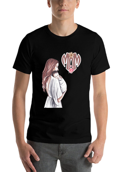 Mom & Baby Graphic Tee - Black Cotton Blend