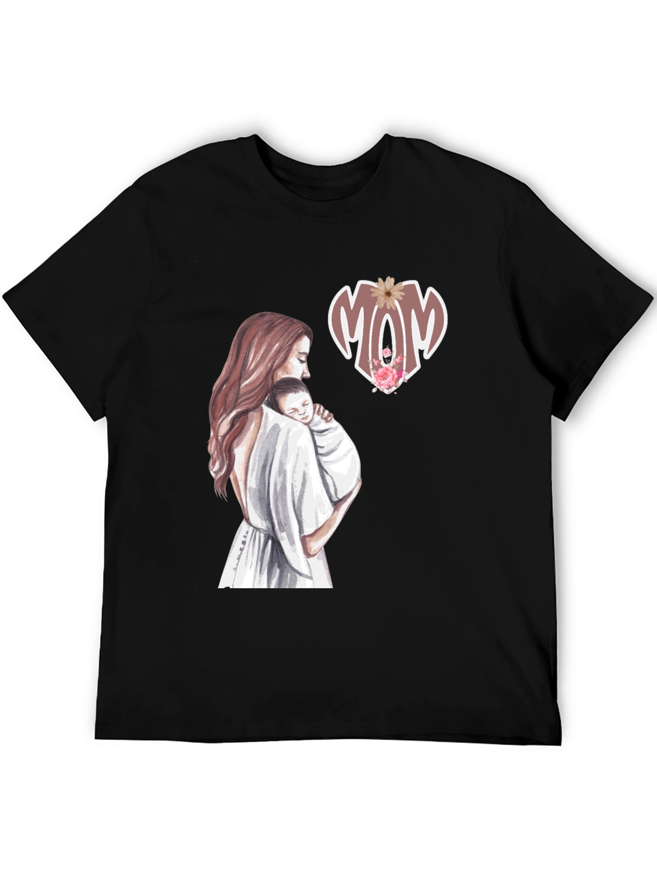 Mom & Baby Graphic Tee - Black Cotton Blend