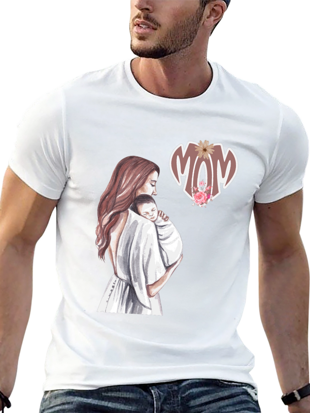 Mom & Baby Graphic Tee - Black Cotton Blend