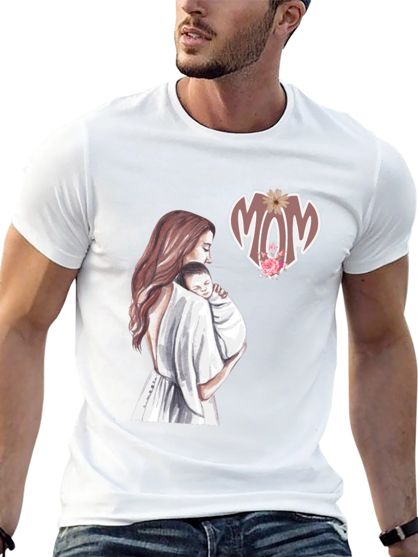 Mom & Baby Graphic Tee - Black Cotton Blend