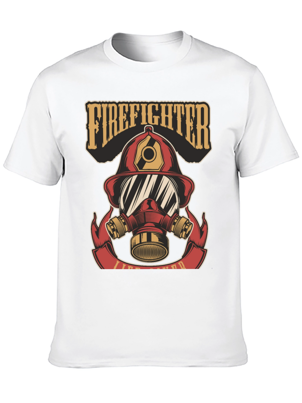 Firefighter Helmet Graphic Tee - Black Cotton T-Shirt