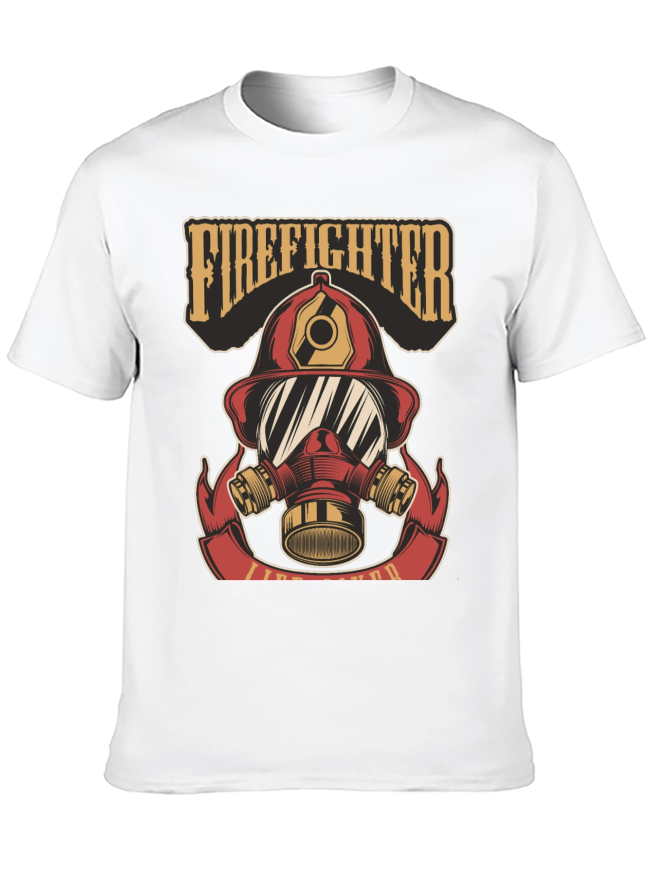 Firefighter Helmet Graphic Tee - Black Cotton T-Shirt