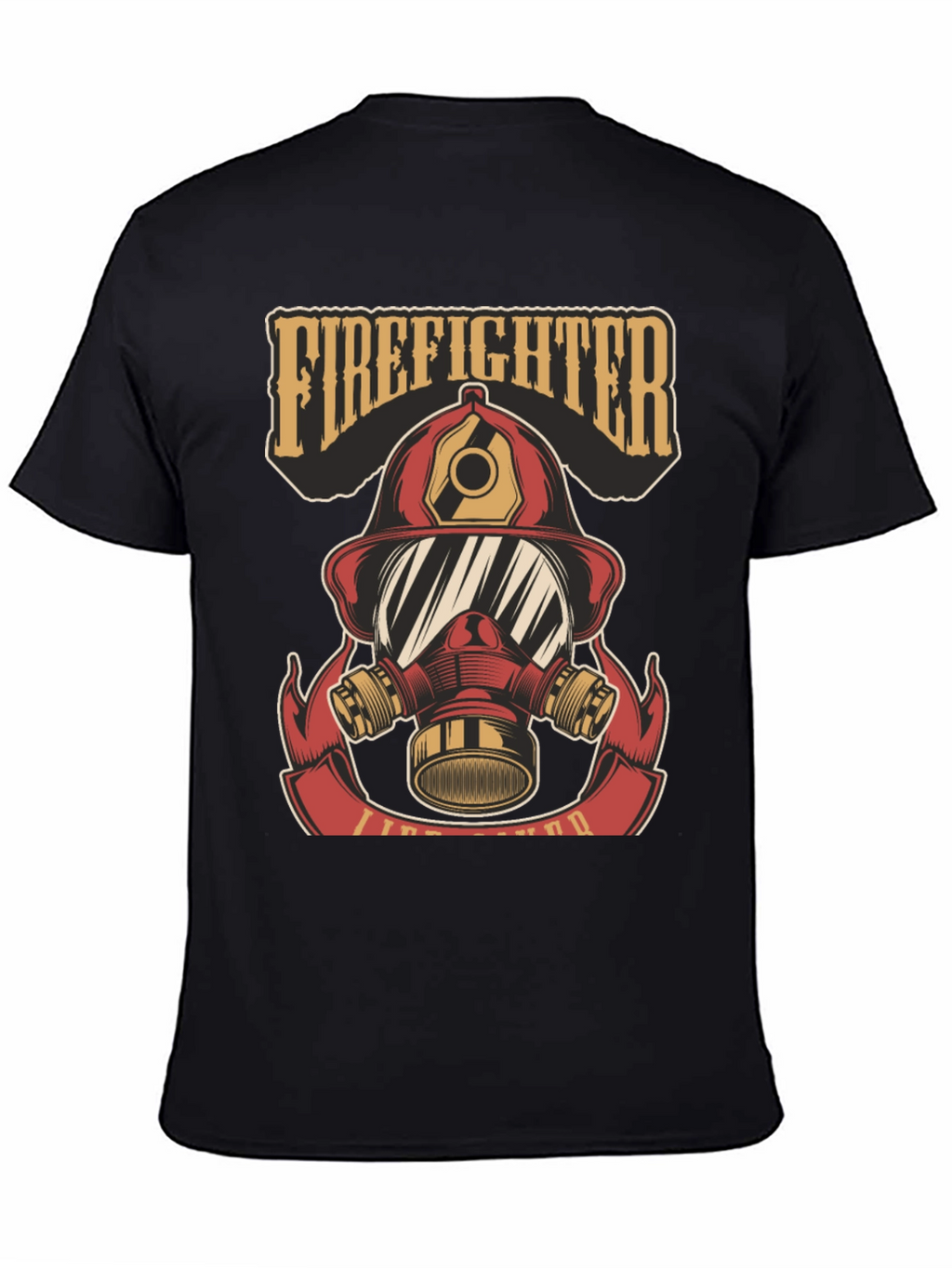 Firefighter Helmet Graphic Tee - Black Cotton T-Shirt