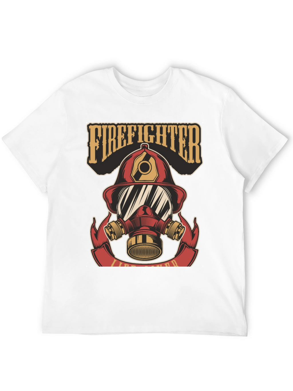 Firefighter Helmet Graphic Tee - Black Cotton T-Shirt
