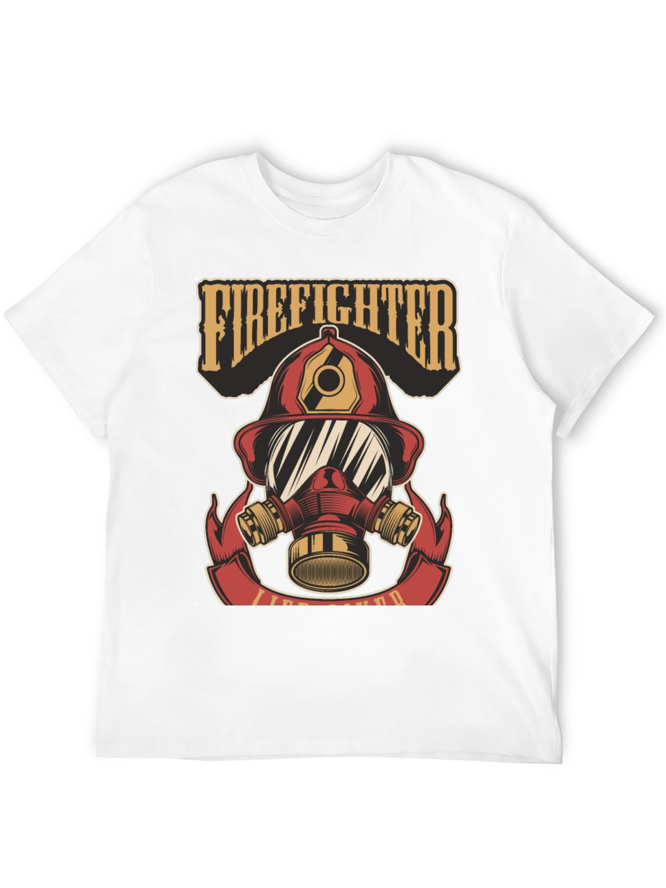 Firefighter Helmet Graphic Tee - Black Cotton T-Shirt