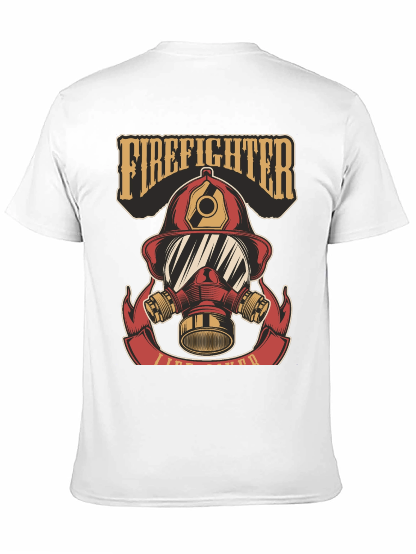 Firefighter Helmet Graphic Tee - Black Cotton T-Shirt