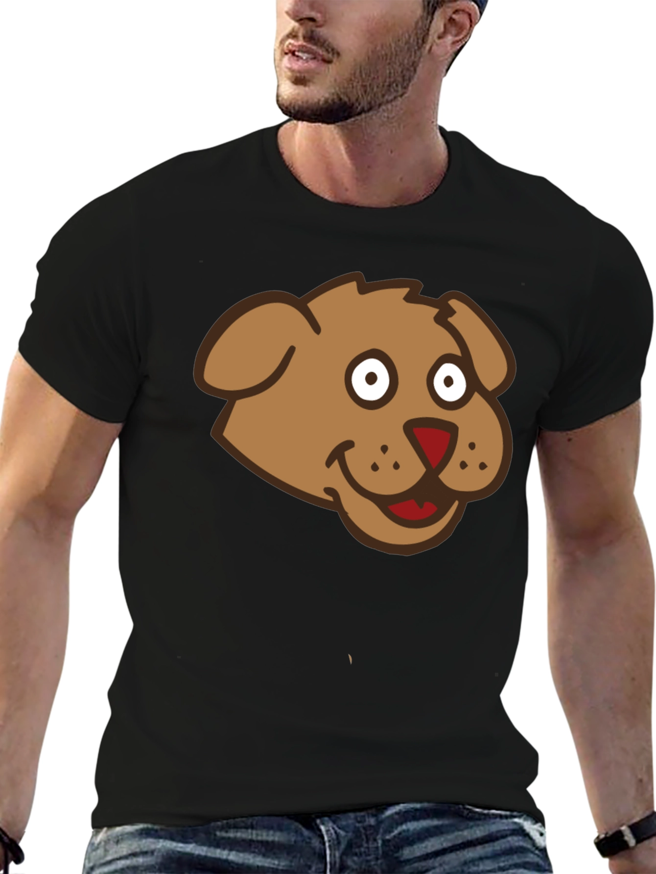 Cartoon Dog Graphic Black T-Shirt