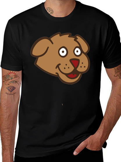 Cartoon Dog Graphic Black T-Shirt