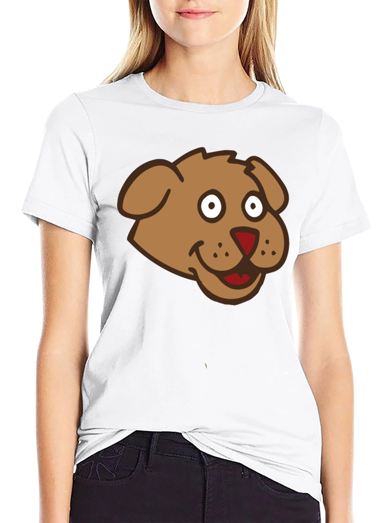 Cartoon Dog Graphic Black T-Shirt
