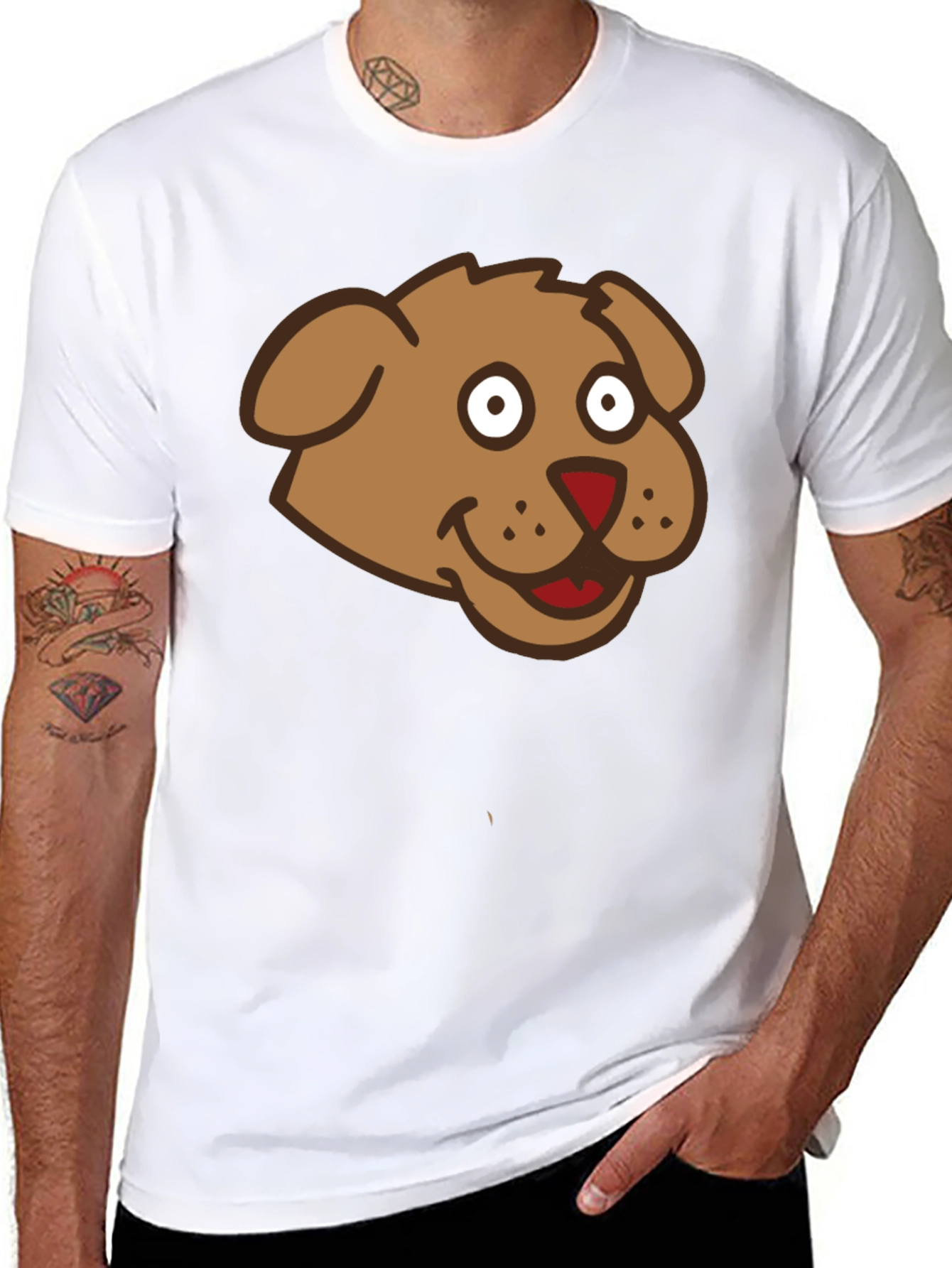 Cartoon Dog Graphic Black T-Shirt