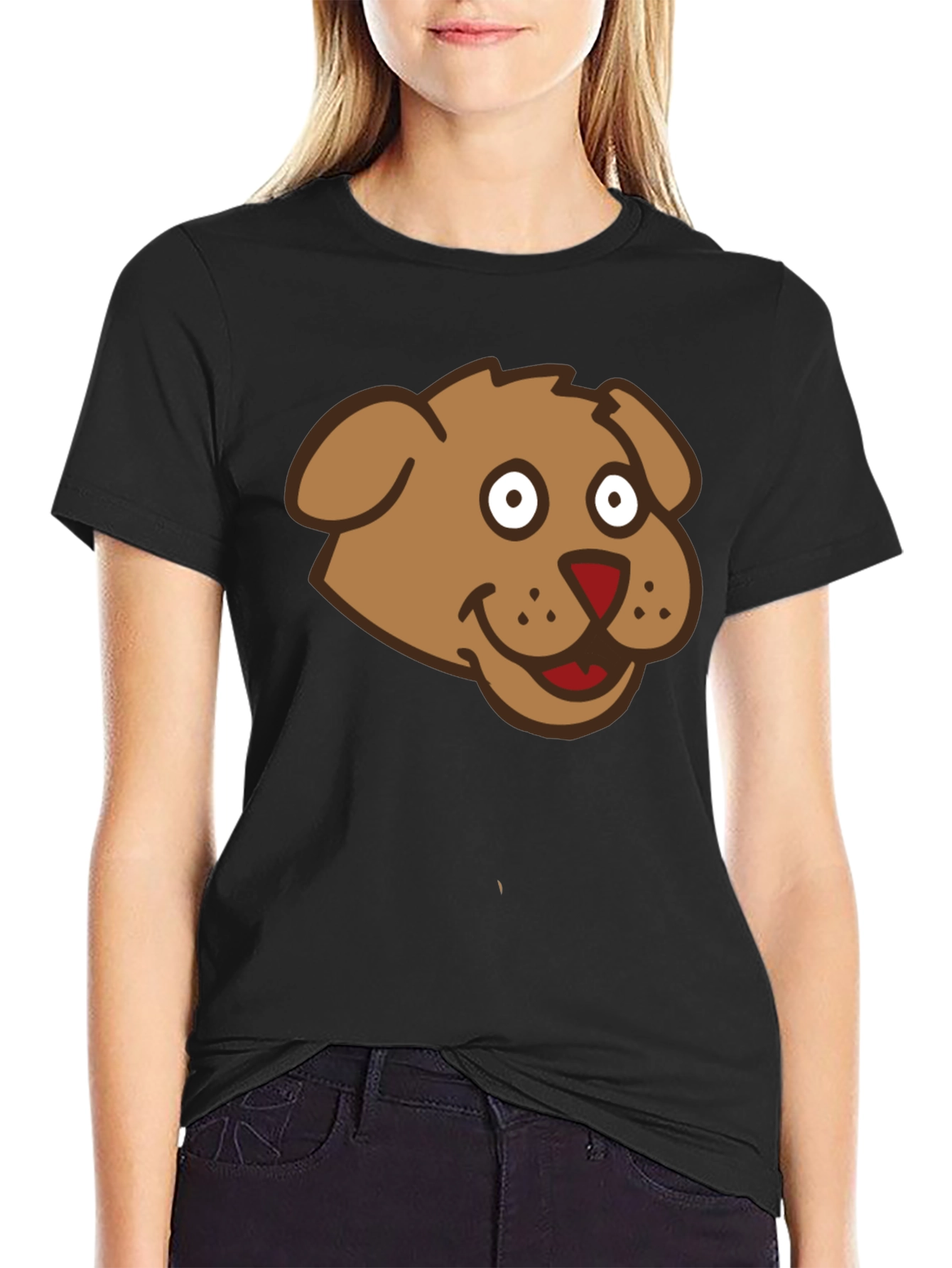 Cartoon Dog Graphic Black T-Shirt