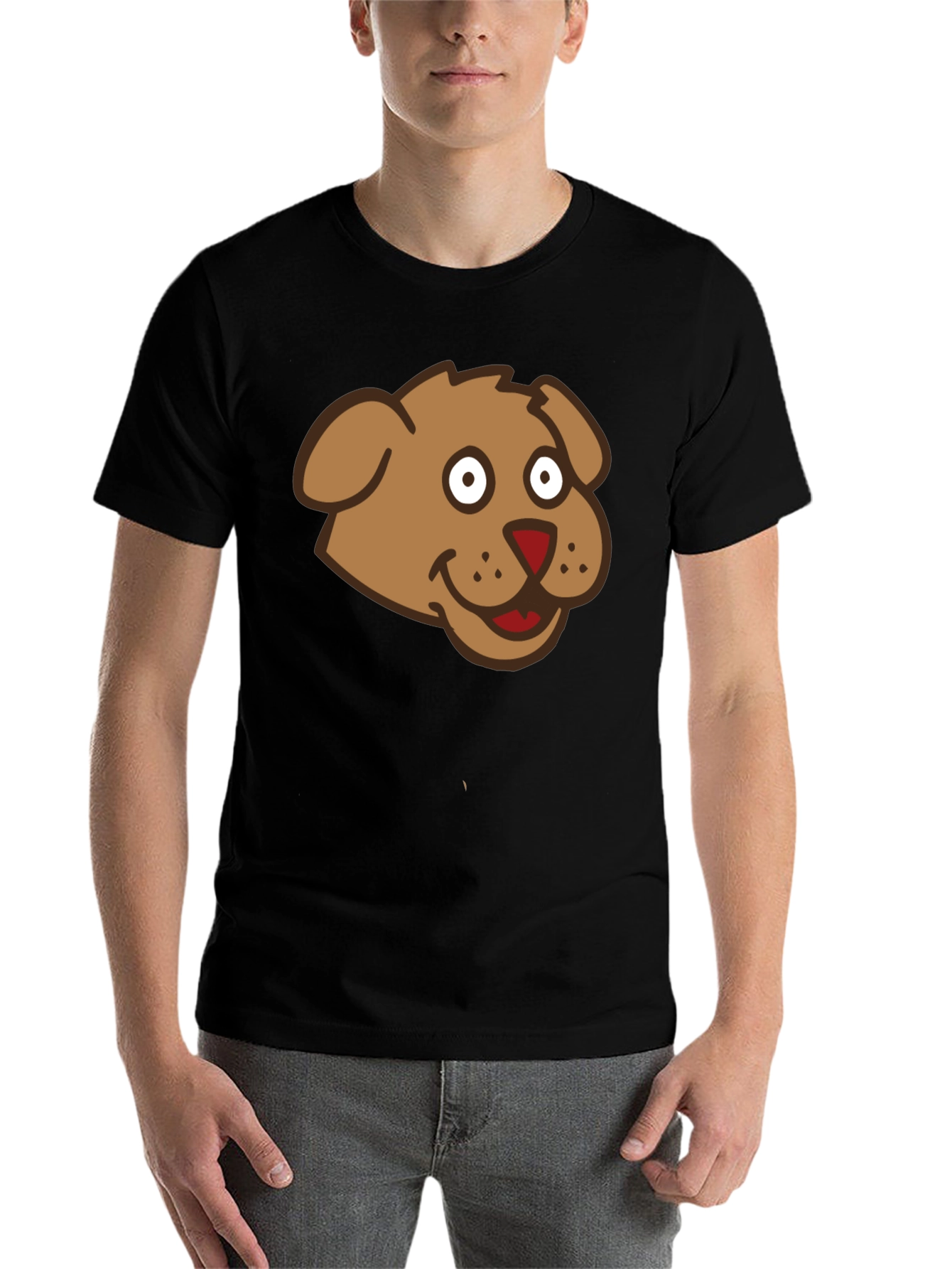 Cartoon Dog Graphic Black T-Shirt
