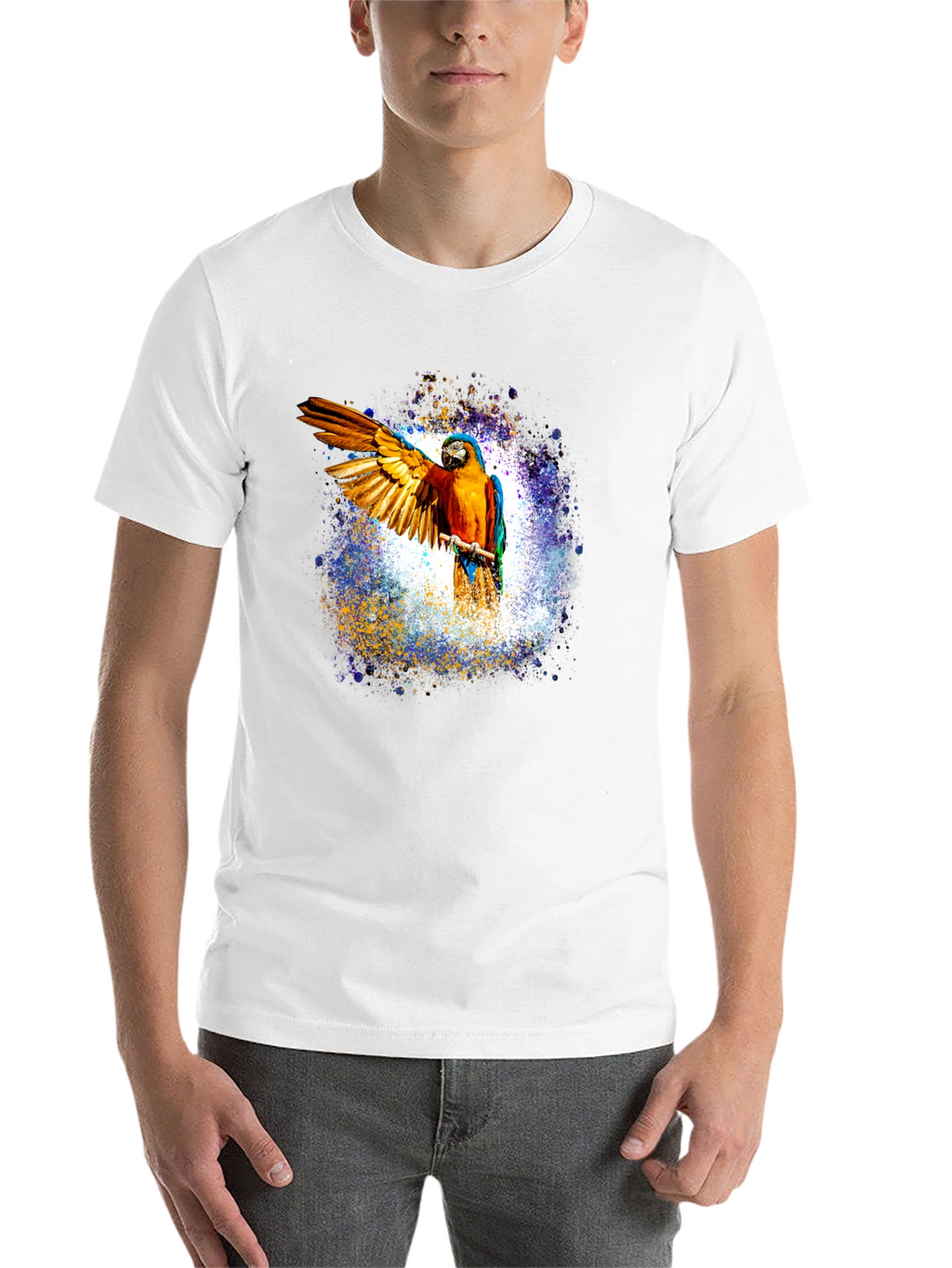 Macaw Parrot Graphic Black T-Shirt