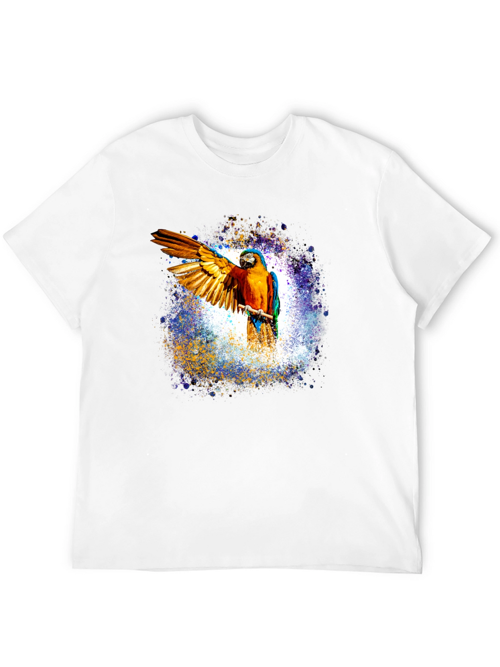 Macaw Parrot Graphic Black T-Shirt