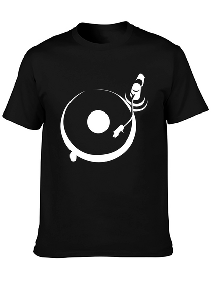 DJ Turntable Graphic Tee - Black Cotton T-Shirt