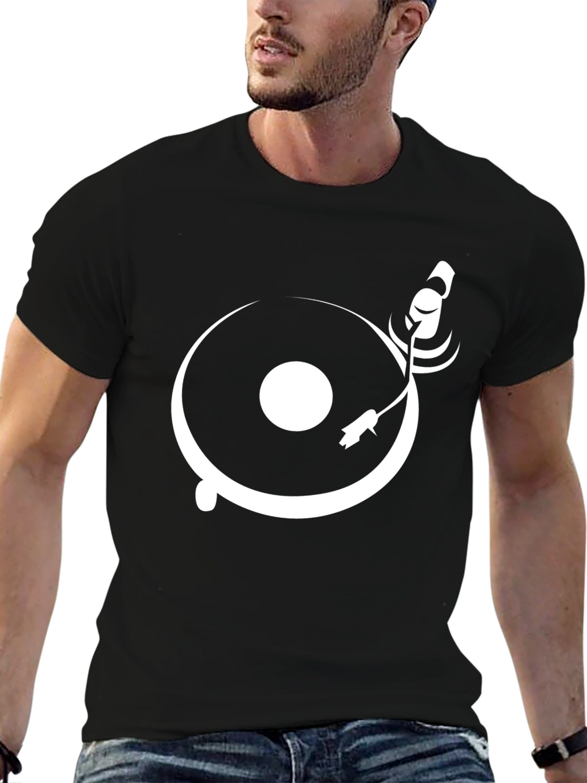 DJ Turntable Graphic Tee - Black Cotton T-Shirt