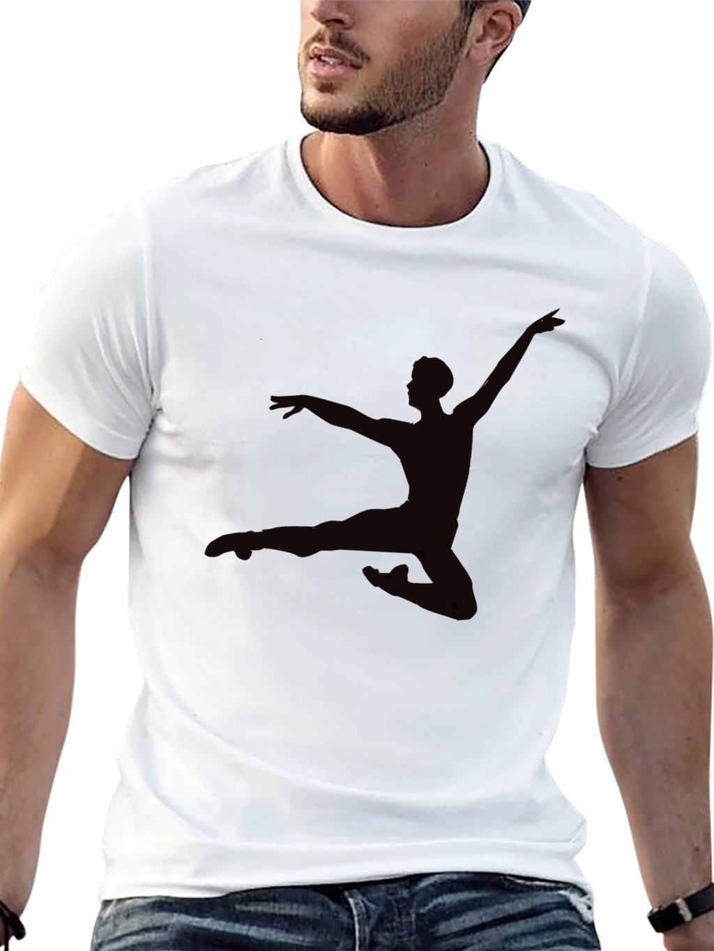 Mens Black T-Shirt - Dancer Silhouette Graphic Tee