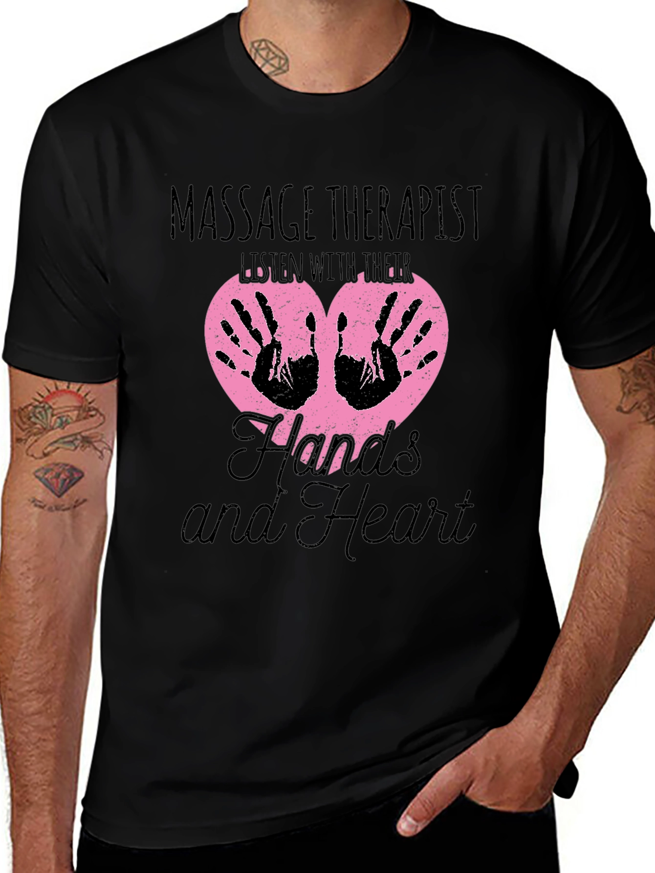 Massage Therapist T-Shirt: Hands and Heart