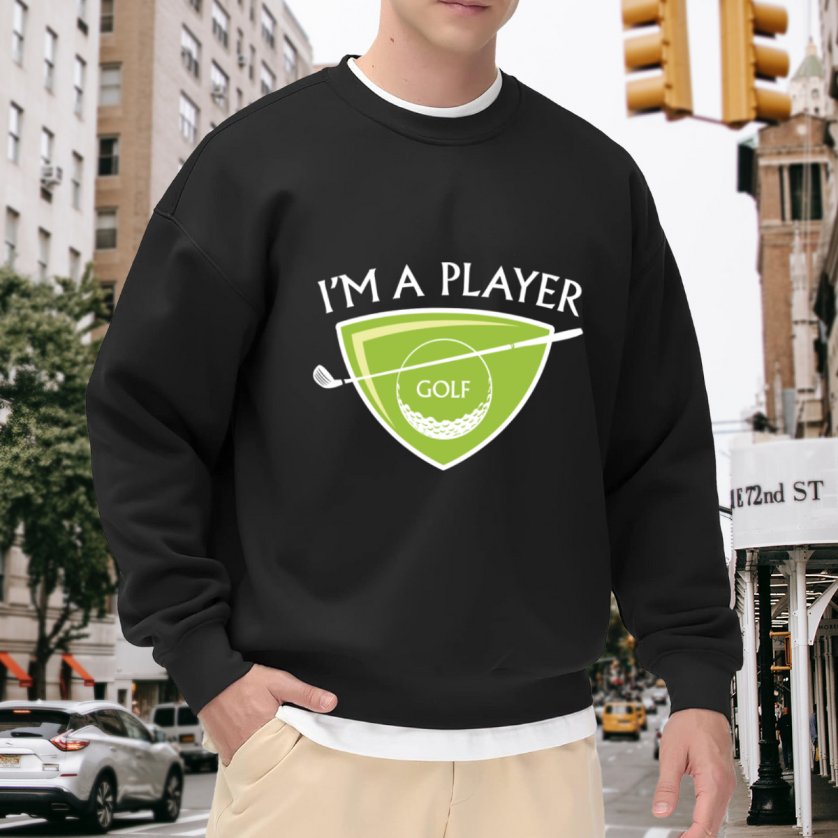 I'm A Player Golf Sweatshirt | Vintage Golf Ball Club Badge Graphic Crewneck, Sports Pullover Top, Golfer Gift for Men Women