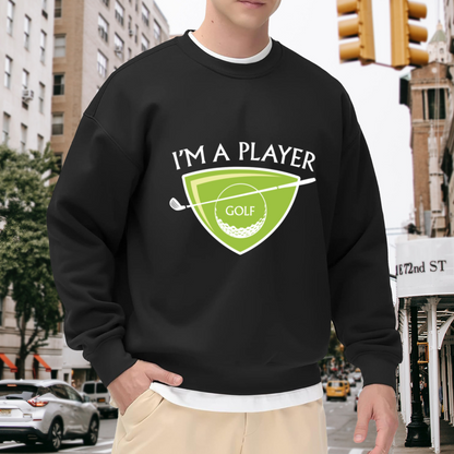 I'm A Player Golf Sweatshirt | Vintage Golf Ball Club Badge Graphic Crewneck, Sports Pullover Top, Golfer Gift for Men Women