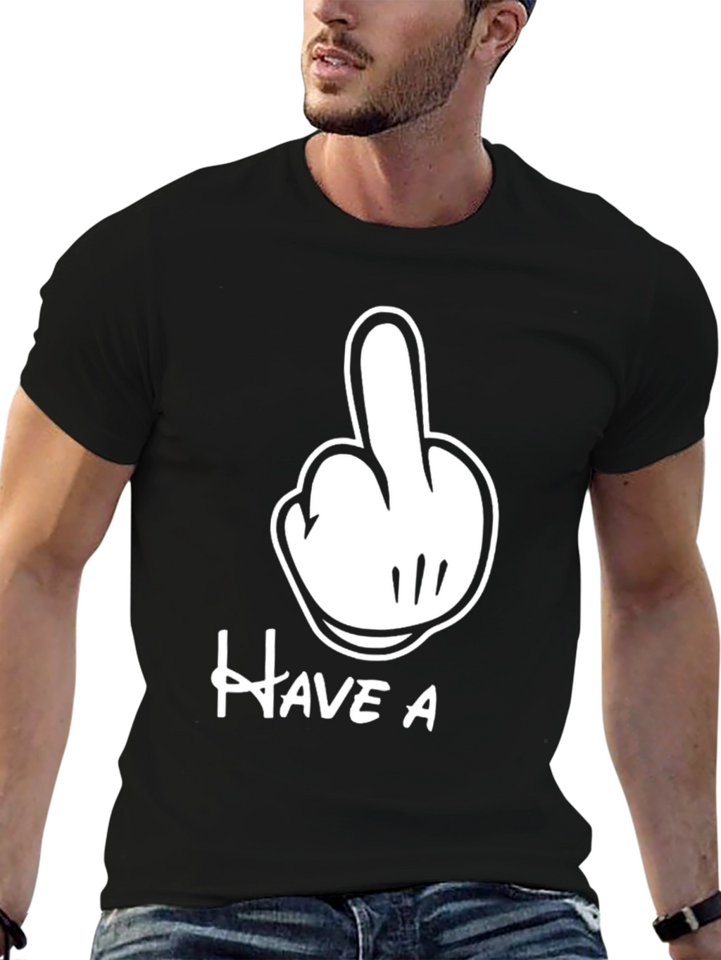 Mickey Mouse Hand Gesture Black Tee