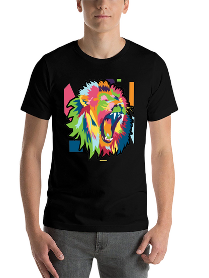 Bold Lion Graphic Print Mens Black T-Shirt