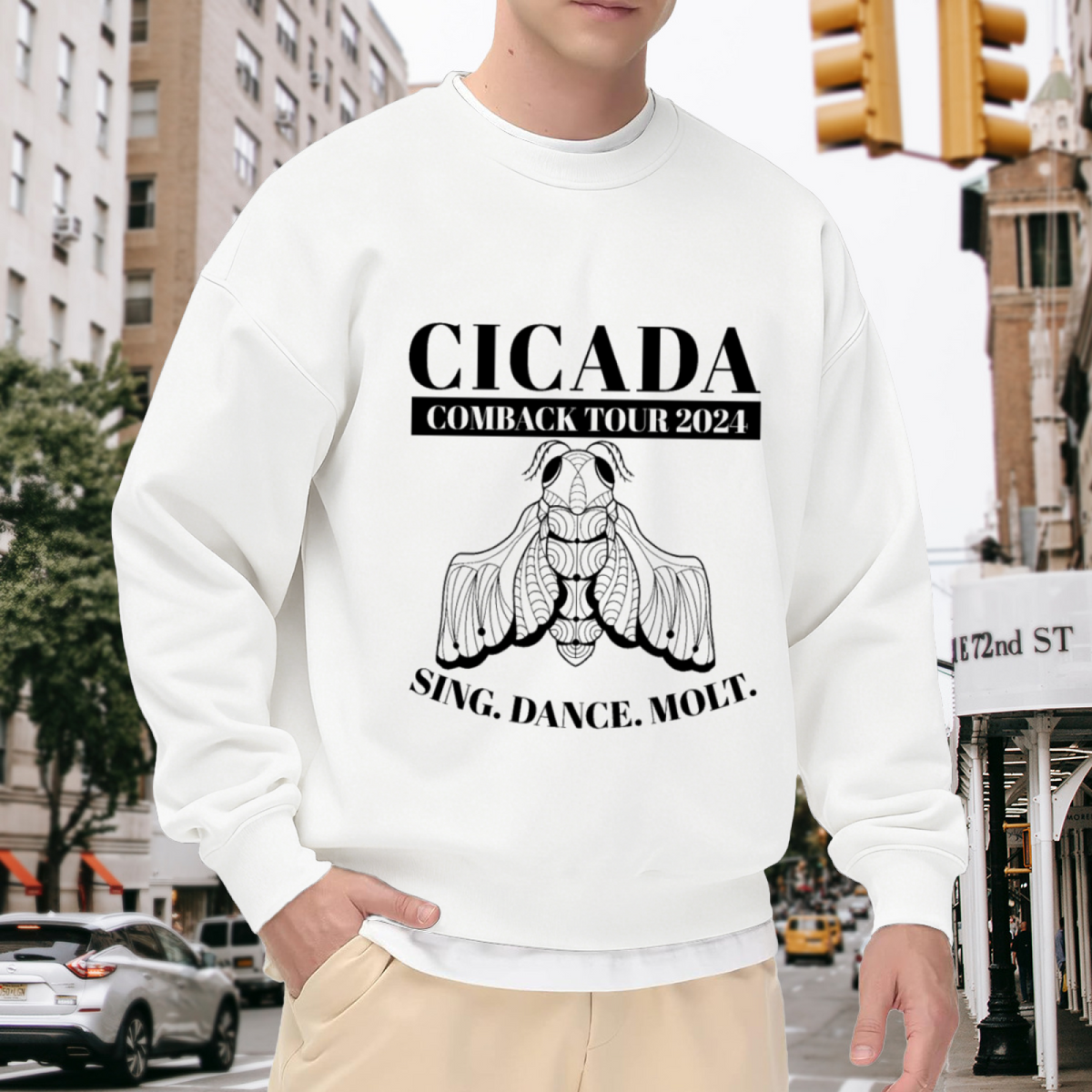 Cicada Comeback Tour 2024 Sweatshirt | Retro Tour Merch Insect Graphic Crewneck, Funny Nature Pullover Top, Entomology Gift for Men Women