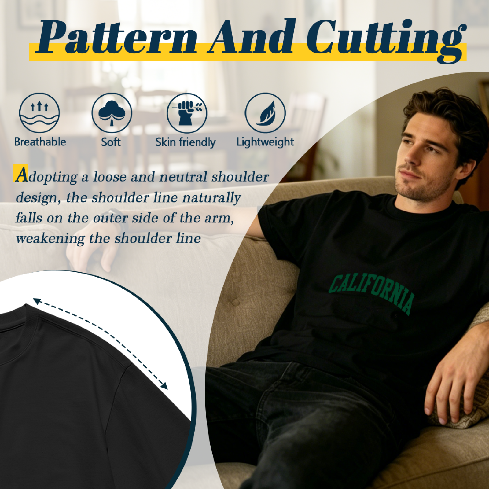 Men's Vintage California Arch College Retro Letter Graphic T-Shirt