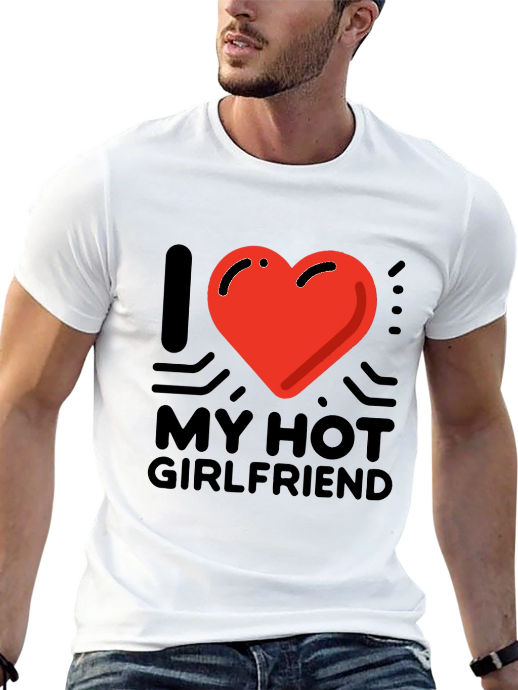 I Heart My Hot Girlfriend Graphic Tee - Black