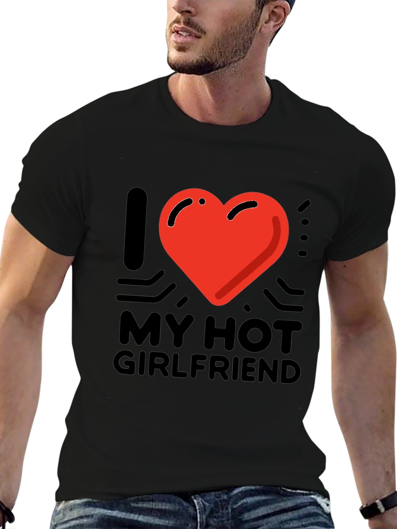 I Heart My Hot Girlfriend Graphic Tee - Black