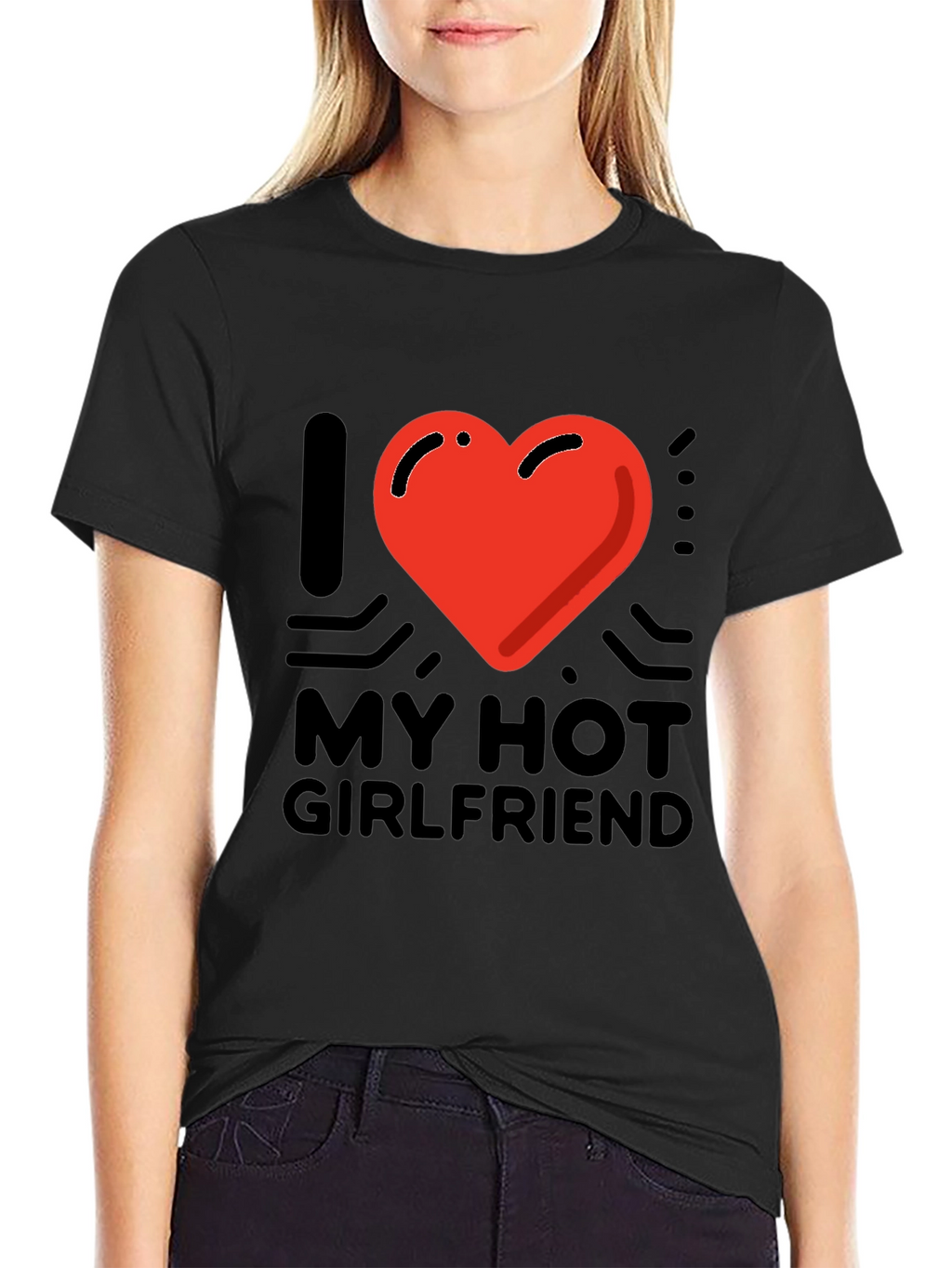 I Heart My Hot Girlfriend Graphic Tee - Black