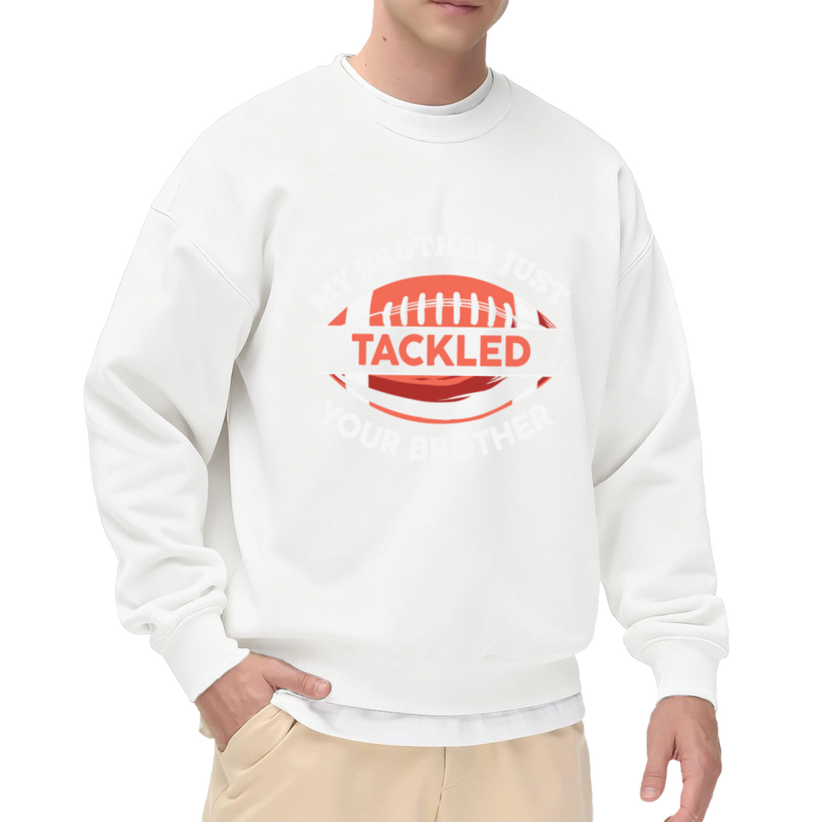 My Brother Just Tackled Your Brother Football Crewneck Sweatshirt | Funny Game Day Pullover, Youth Sports Graphic Top, Birthday Gift