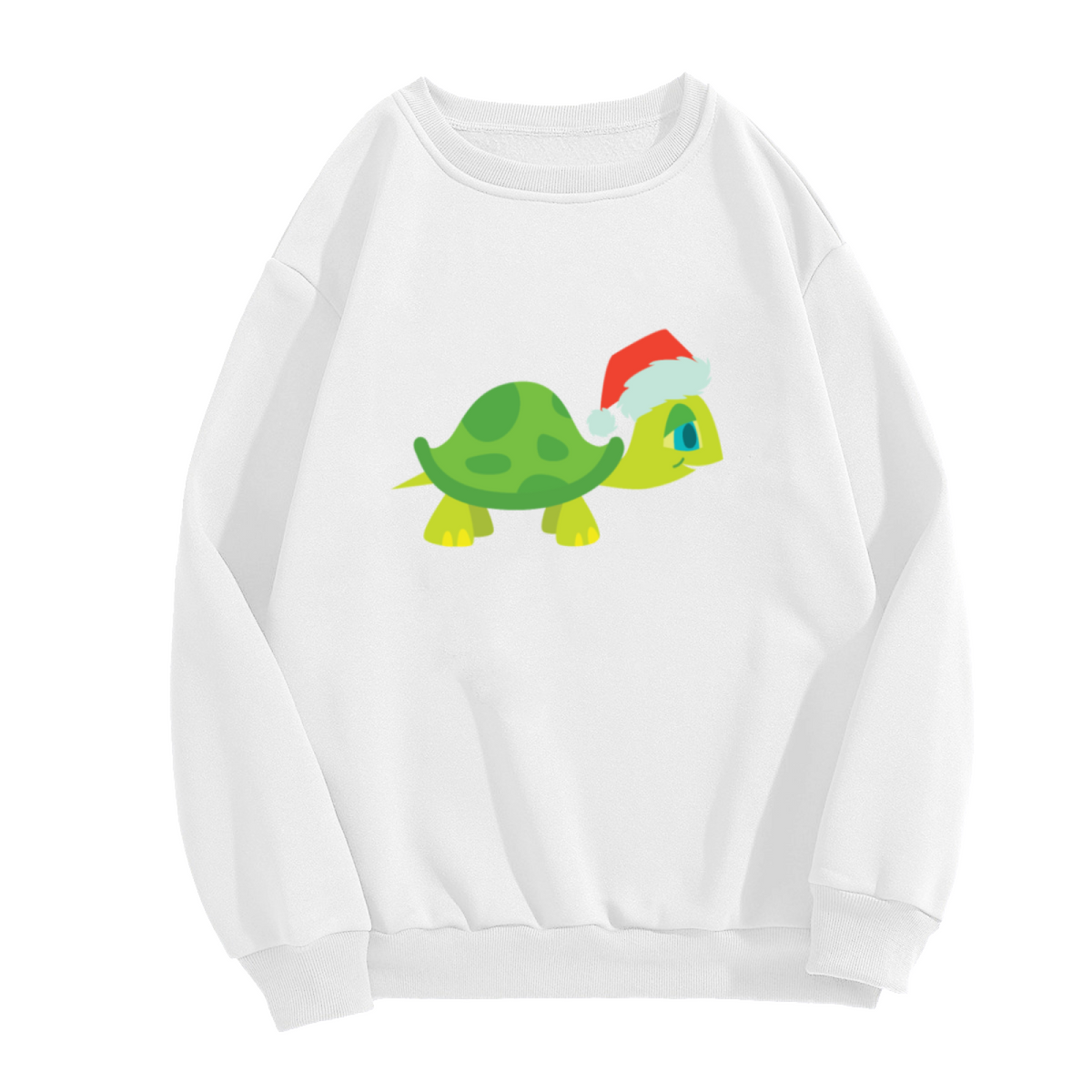 Santa Hat Turtle Christmas Crewneck Sweatshirt | Cute Festive Holiday Turtle Graphic Pullover, Xmas Gift