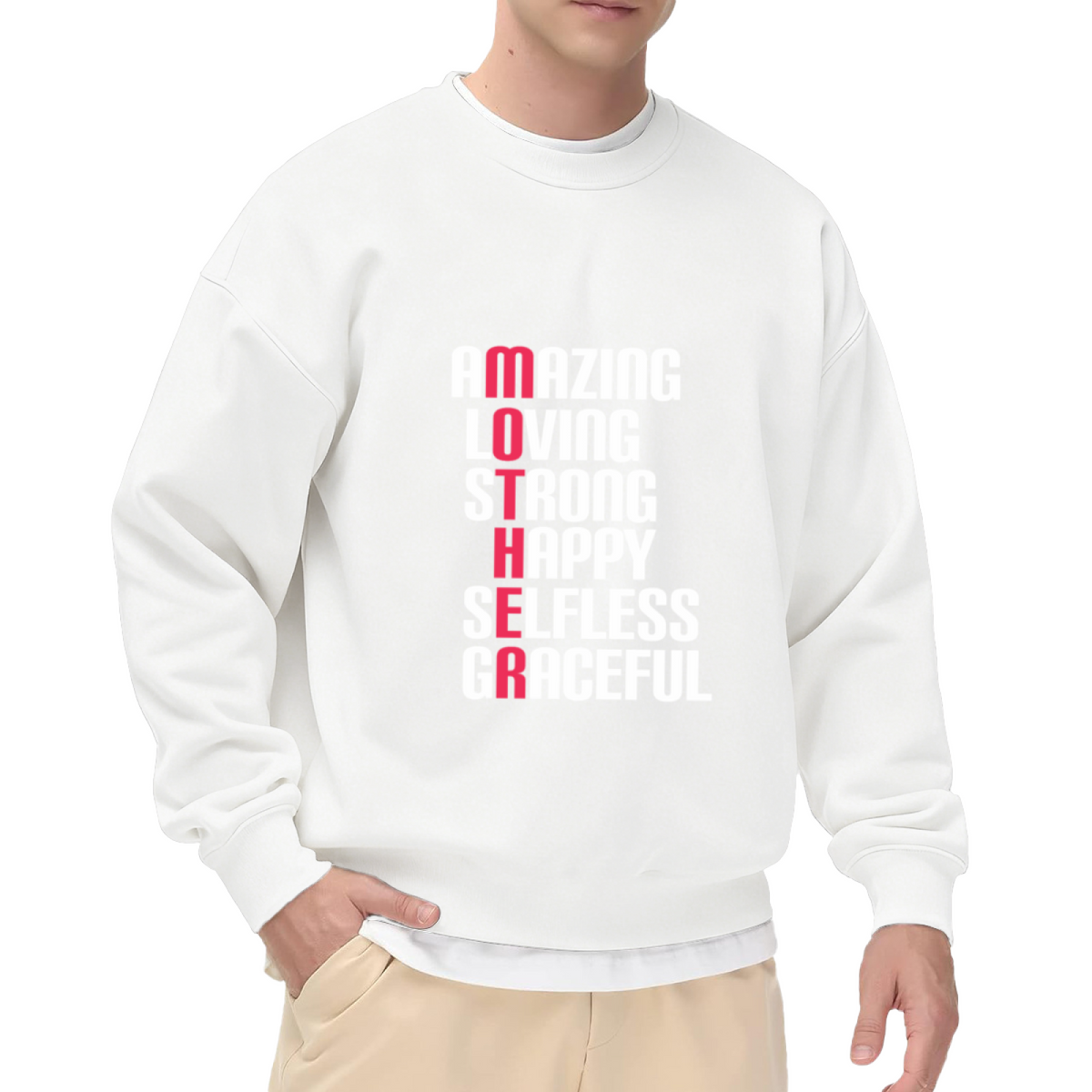 Amazing Loving Strong Mother Crewneck Sweatshirt - Mother's Day Acrostic Gift Pullover, Mom Appreciation Top