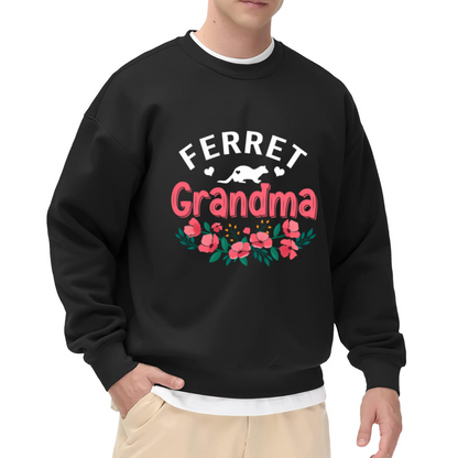 Ferret Grandma Crewneck Sweatshirt | Cute Ferret Lover Pullover, Floral Graphic Top, Mother's Day Gift