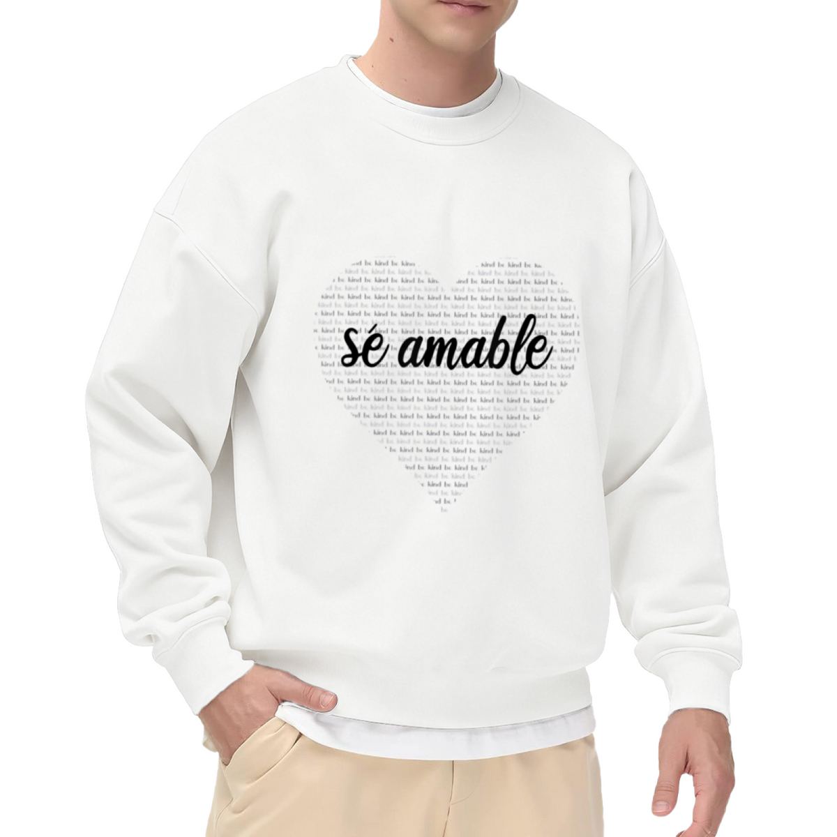 Be Kind Heart Text Art Crewneck Sweatshirt, Typographic Heart Pullover, Kindness Gift