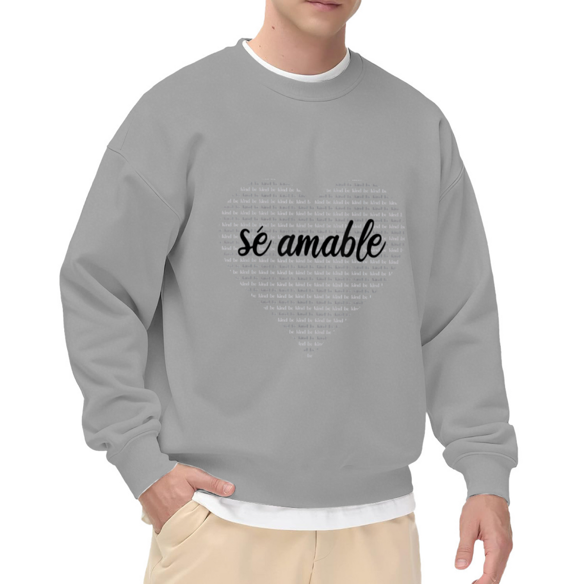 Be Kind Heart Text Art Crewneck Sweatshirt, Typographic Heart Pullover, Kindness Gift