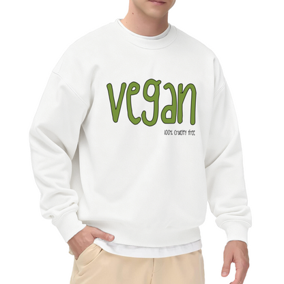 Vegan 100% Cruelty Free Bubble Letter Crewneck Sweatshirt | Plant-Based Ethical Fashion Pullover, Vegan Gift