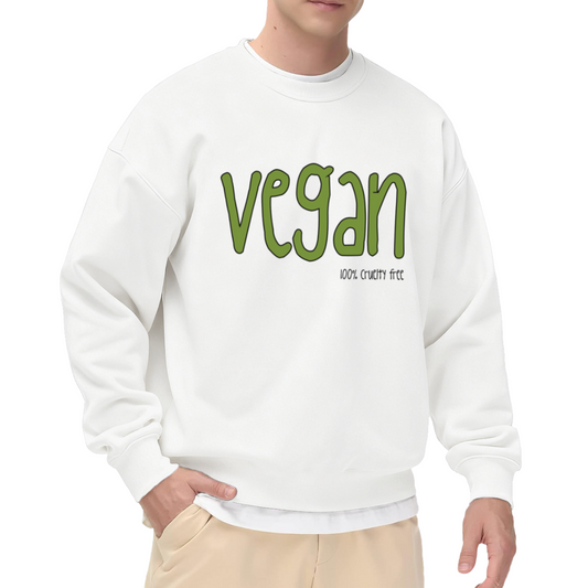 Vegan 100% Cruelty Free Bubble Letter Crewneck Sweatshirt | Plant-Based Ethical Fashion Pullover, Vegan Gift